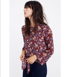 NWT Madewell Floral Tie Hem Low Back Top